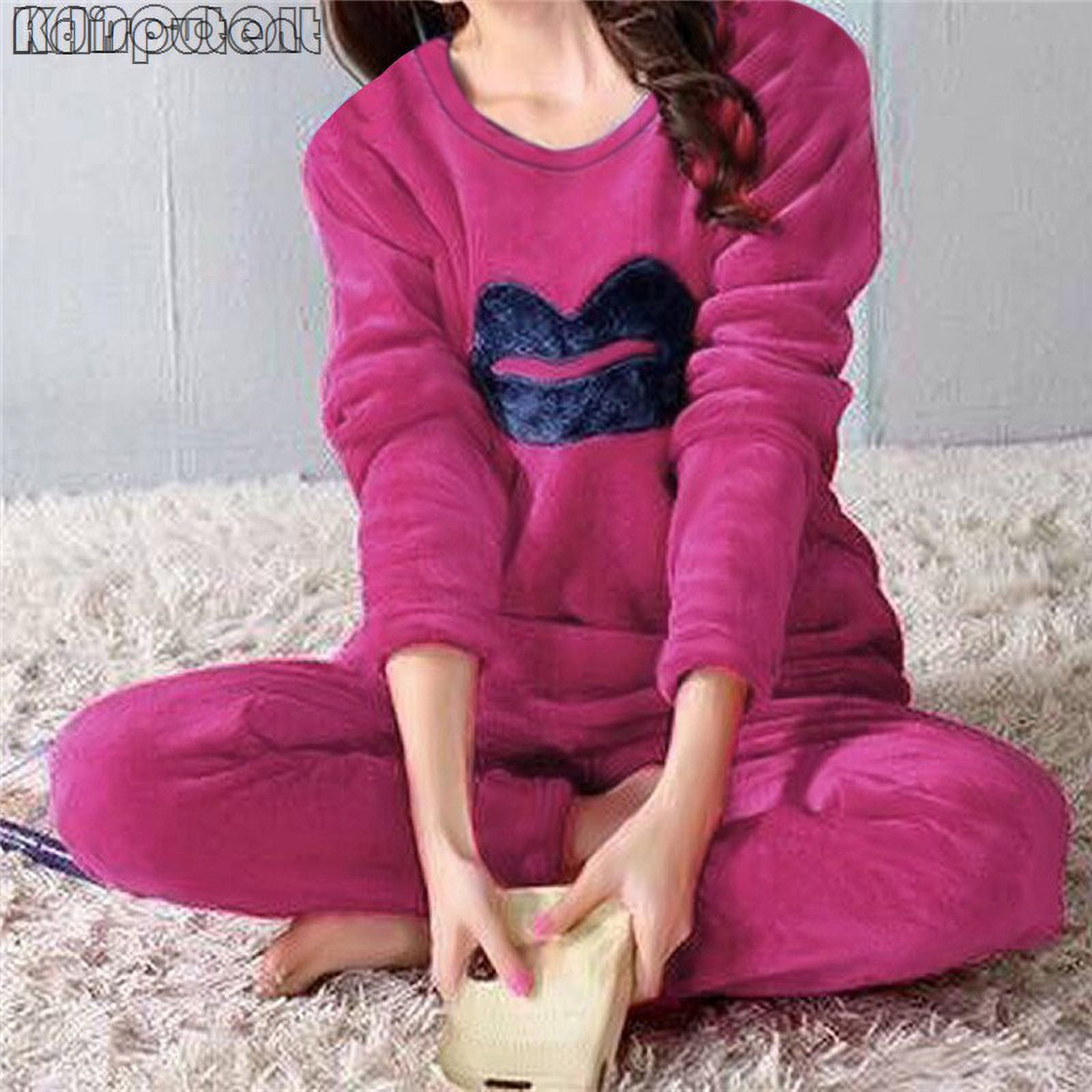 Beileda Autumn Winter New Warm Flannel Women s Pajamas Set Long Sleeved Trousers Two Piece Set Cute Soft Home Wear Clothes For Women Other