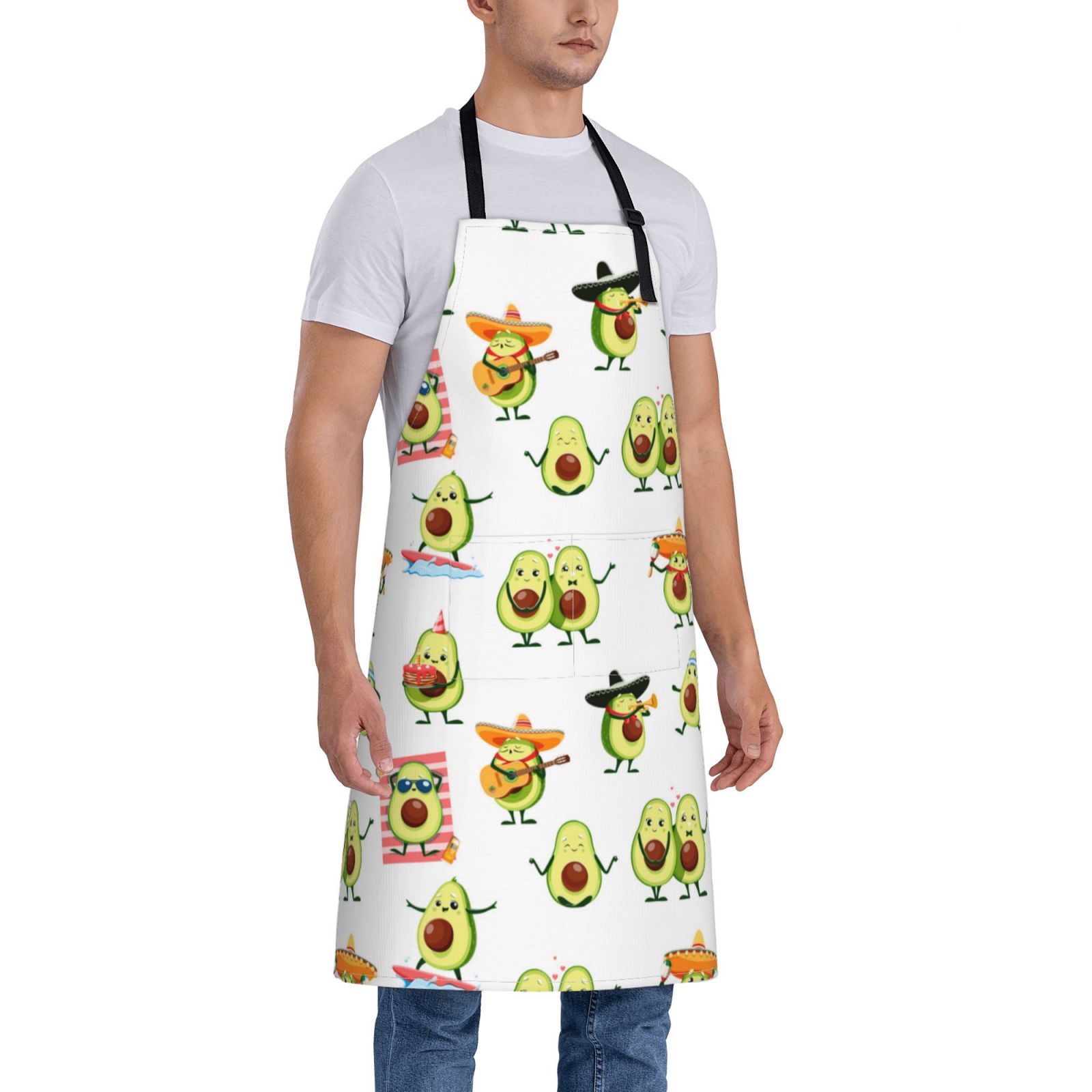 Kdxio Kawaii Mexican Avocado Apron with Pockets Adjustable Kitchen Aprons for Men Women Waterproof Aprons for Cooking,Drawing,Crafting, Baking Household Cleaning