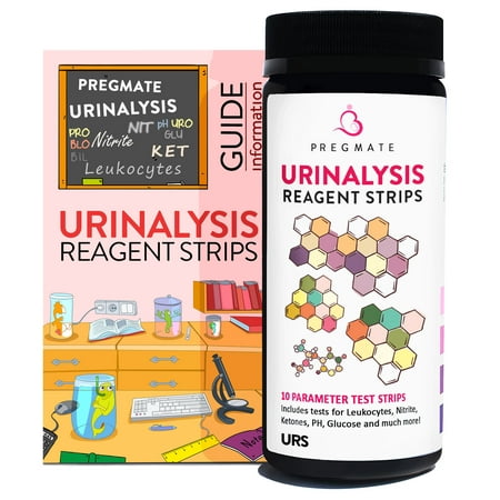 PREGMATE 100 Urinalysis 10 Parameter Reagent Strips Includes Tests for Urinary Tract Infection UTI Ketone Leukocytes Nitrite pH and more (100