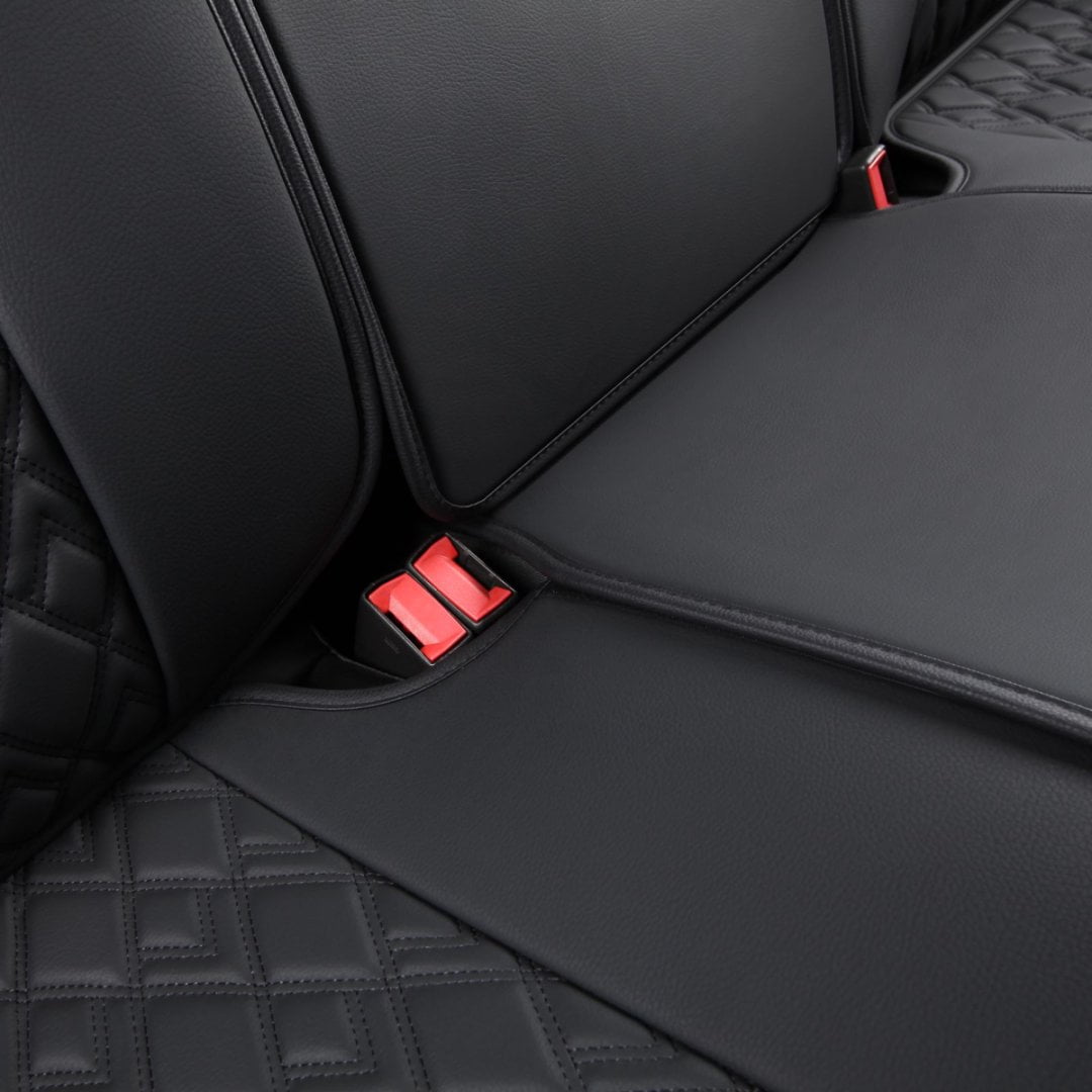 JOJOBAY Chevy Silverado Seat Covers,Leather Seat Covers for GMC Sierra,Custom Fit 2007-2024 1500 2500HD 3500HD Crew Extended Regular Cab,LT LZT(Rear Seat Covers,Black Blue)