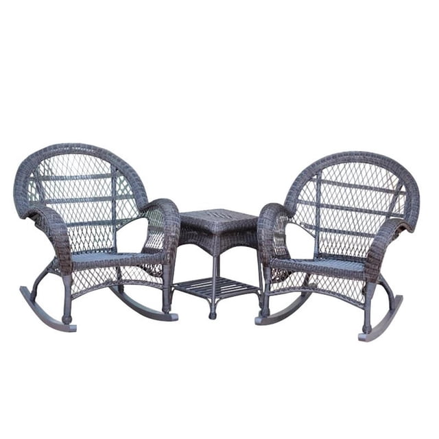 Jeco Ensemble de Conversation en Osier 3 Pcs, Couleur Espresso