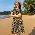thumbnail image 4 of Balery Leopard Print Vestidos sueltos de manga corta para mujer, vestidos de verano 2025, vestidos casuales de corte A con vuelo., 4 of 6