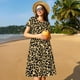 thumbnail image 4 of Balery Leopard Print Vestidos sueltos de manga corta para mujer, vestidos de verano 2025, vestidos casuales de corte A con vuelo., 4 of 6
