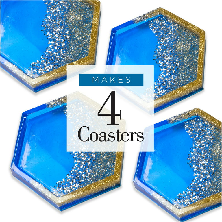 Mod Podge Do-It-Yourself High Gloss Resin Coaster Kit for Unisex Resin Arts  & Crafts, 18 Pieces, Hexagon