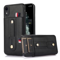 for iPhone XR Case, Lightweight Premium PU Leather iPhone XR Wallet Case with Card Holders Protective Case for iPhone XR Adjustable Stand,Black