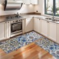 thumbnail image 3 of Kitchen Rugs Sets Of 2,Blue Ethnic Geometric Patchwork Pattern Anti Fatigue Kitchen Mat Rugs Non Slip Washable,Decorative Kitchen Floor Mats for Kitchen,Sink,Laundry,17"X47", 3 of 5