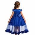 thumbnail image 6 of ZHOGXU Kids Girls Sparkly Short Sleeve O Neck Lace Trim Wedding Dress Puffy Formal Gown With Bow Special Occasions, 6 of 9