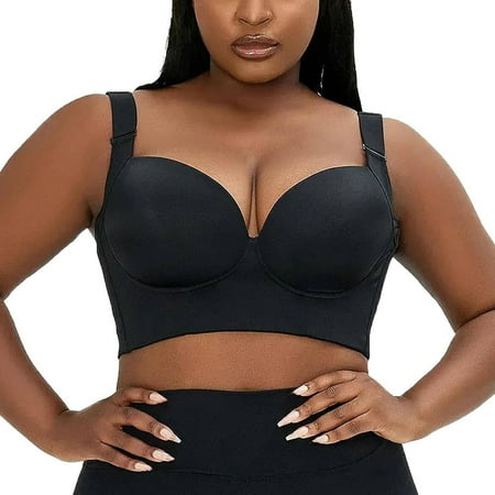WNEGSTG Black Wireless Bras for Women  Large Size Glossy Sexy Lingerie Side Breast Anti Sagging Adjustment Women S Bra  42/95A