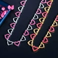 thumbnail image 5 of Heart Chain Link Gold CZ Red Lover Party Costume Necklace Earrings Jewelry Set, 5 of 9