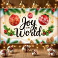 thumbnail image 6 of Christmas Theme Joy to the World Banner Red Gold Color Christmas Banner Snowflake Pattern Christmas Ornament Design Holiday Banner for Christmas Party Holiday Decoration Winter Celebration, 6 of 8