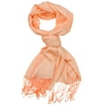 thumbnail image 2 of NYFASHION101 Women's Sheer Metallic Braided Tassel Ends Scarf Shawl Wrap, Peach, 2 of 4