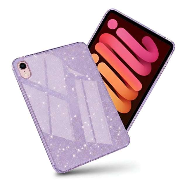 Funda Para Ipad Mini 6/ A17 Pro Glitter Brillos Silicona Lila.