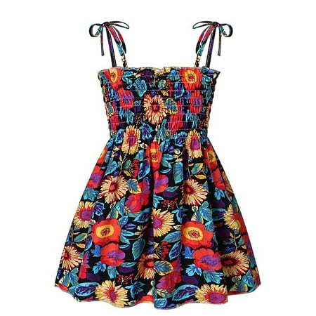

pop seller Toddler Baby Girl Dresses Casual Short-sleeve Straps Cute Floral Sundress Summer