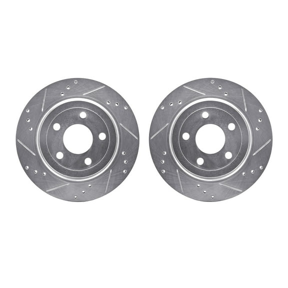 Dynamic Friction Company Rear Brake Rotors-Drilled and Slotted-Silver 7002-47059