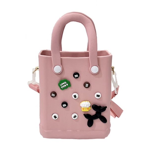 Bolso de playa para mujer bolso de almacenamiento de moda con agujeros y dijes bolso Hobo elegante