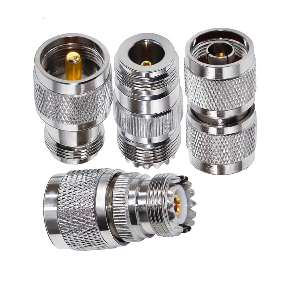 4 Piece UHF Male PL259 Female SO239 to Type N Male Female RF Connector Coaxial Adapter Kit