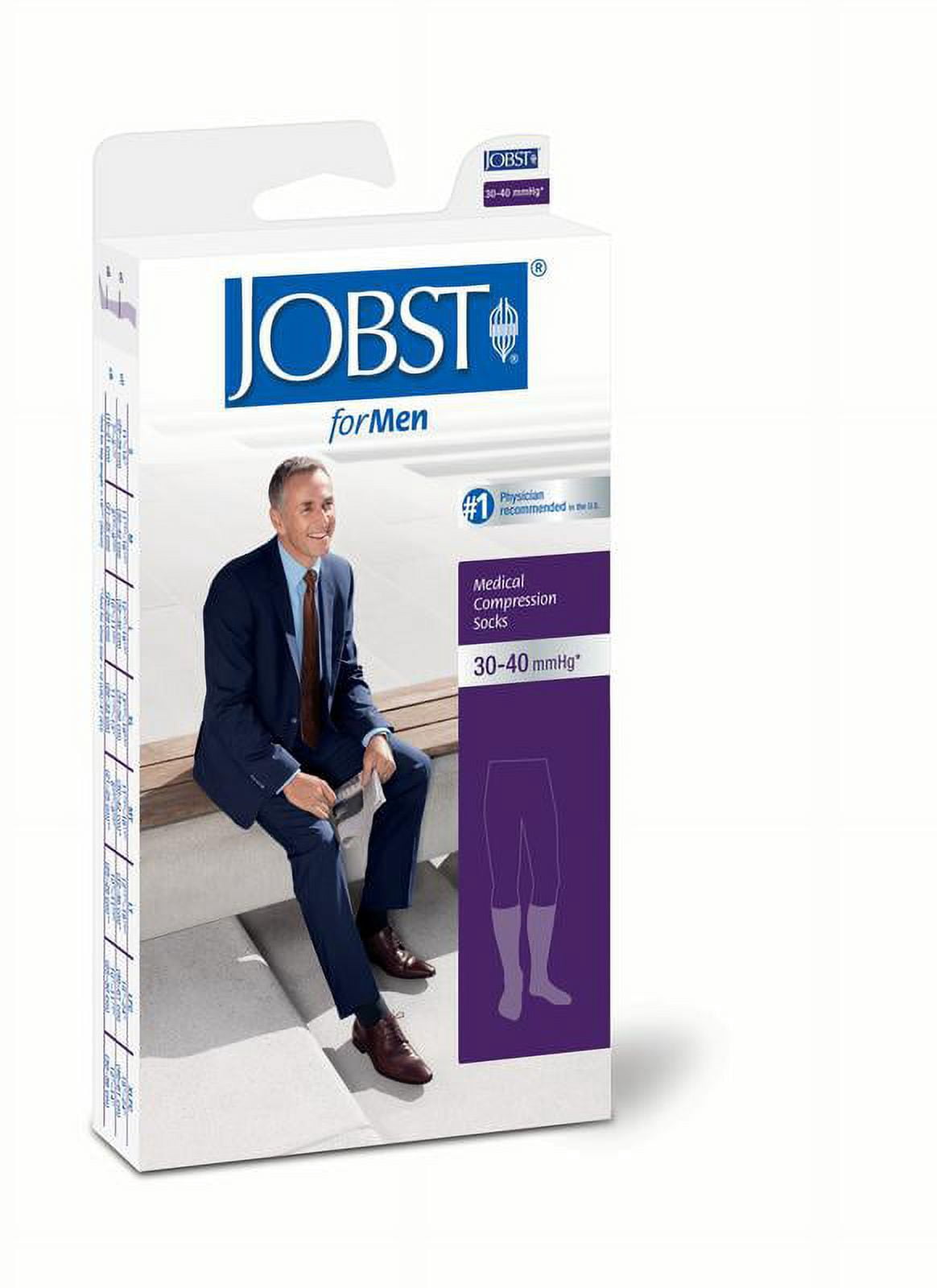 Jobst for Men Ribbed 30-40 Knee High Compression Socks Black Large Tall