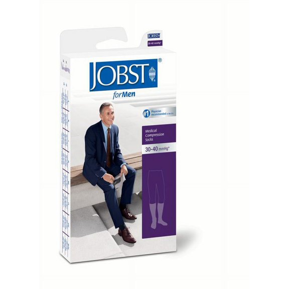 Jobst for Men Ribbed 30-40 Knee High Compression Socks Black Medium Tall