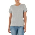thumbnail image 6 of Time and Tru Women's Crewneck Tee with Short Sleeves, 2-Pack, Size XS-XXXL, 6 of 6