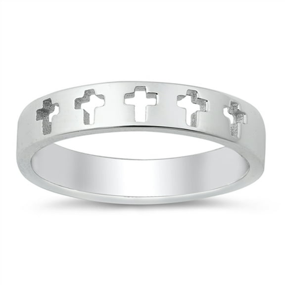 Unique Cutout Christian Cross Jesus Ring .925 Sterling Silver Band Jewelry Female Male Size 10