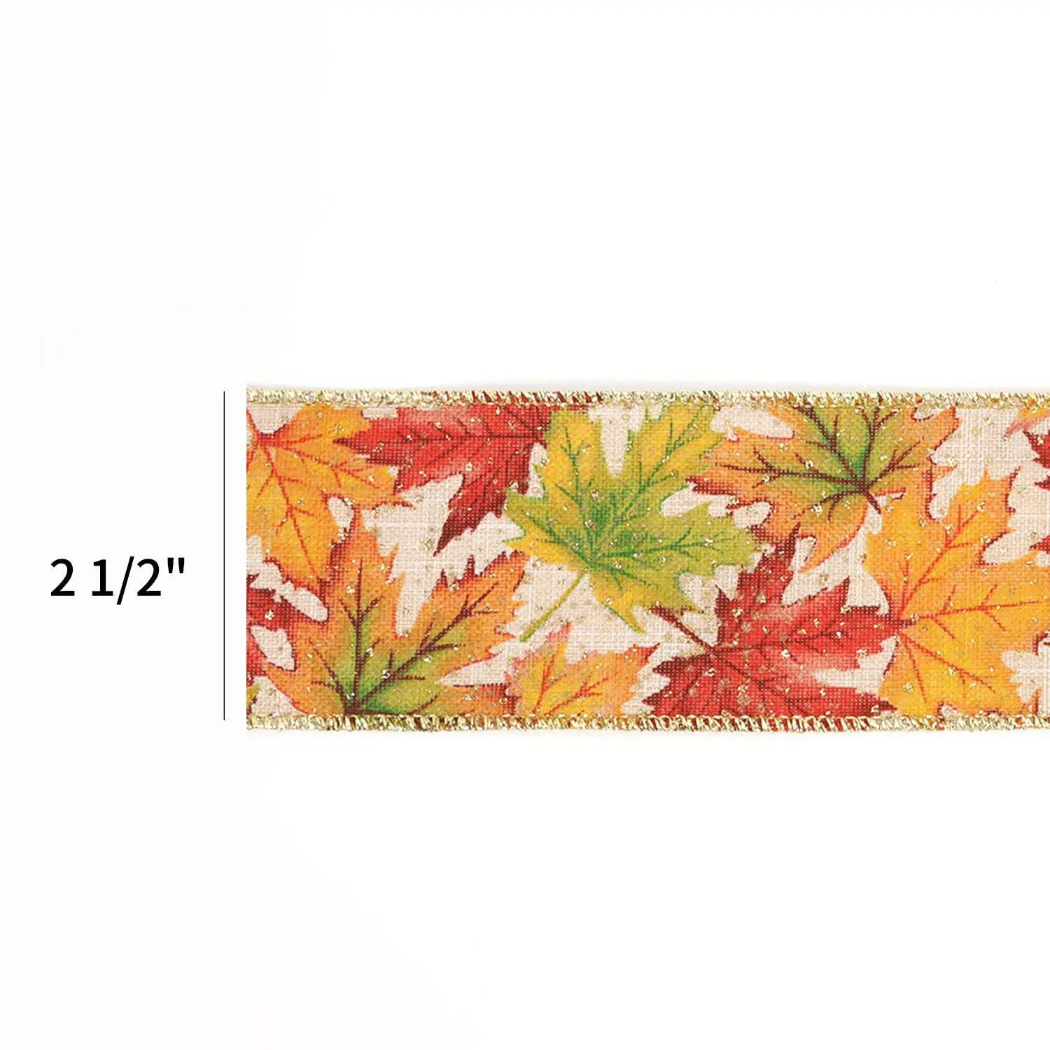 LaRibbons 2 1/2" Wired Ribbon | "Maple Leaf" Natural/Multi | 10 Yard Roll