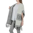 thumbnail image 2 of Premium Soft Knit Greek Key Trim Kimono Cardigan Vest Sweater Top Poncho, 2 of 4