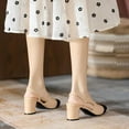 thumbnail image 4 of Slingback Heels for Women，Round Toe Chunky Heeled  Ankle Strap  Splicing Dress Shoes, 4 of 4