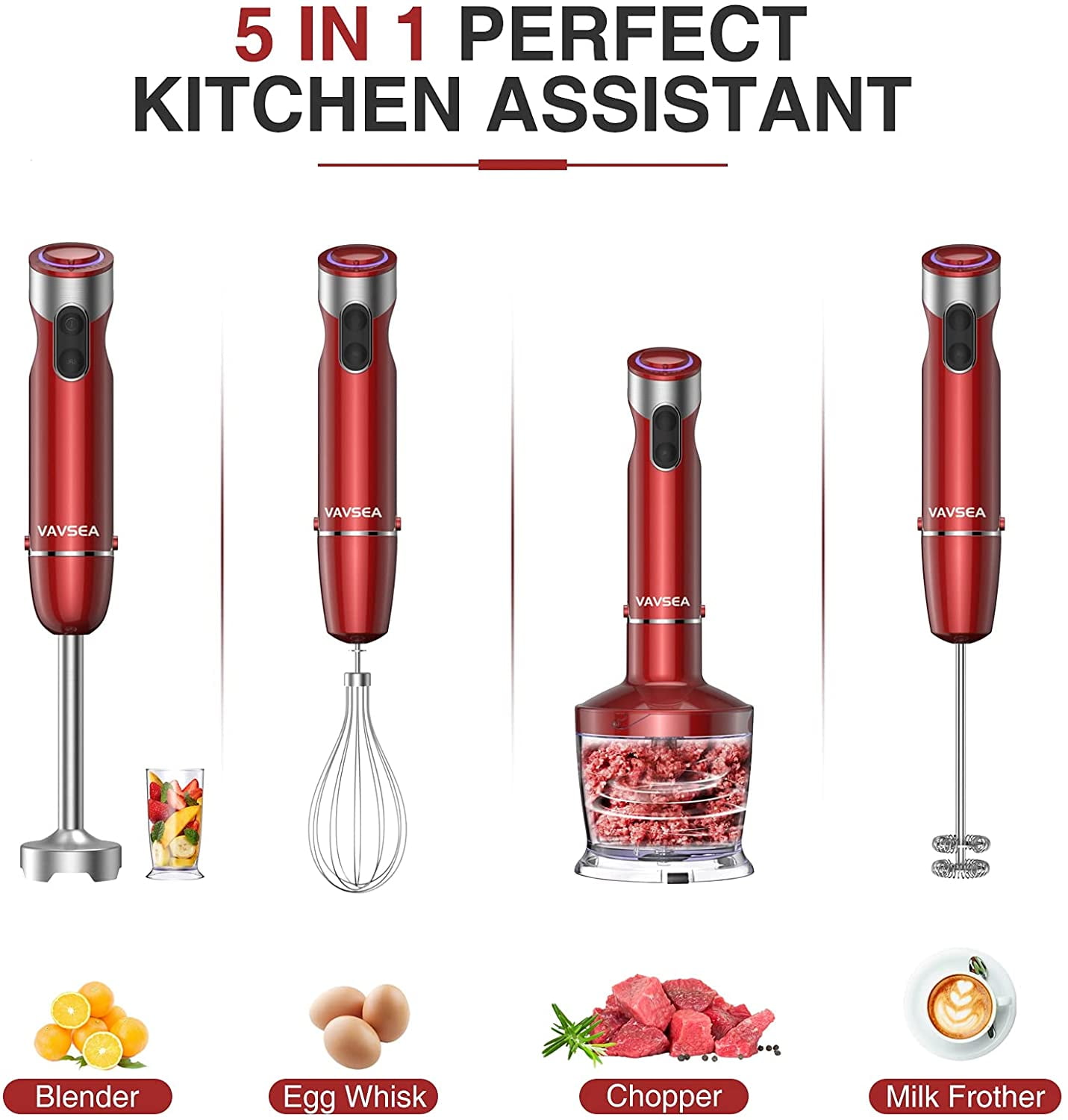 VAVSEA 5-in-1 multi-function immersion hand blender, powerful 1000 W-NEW IN  BOX