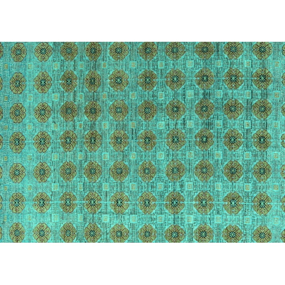 Ahgly Company Indoor Rectangle Abstract Turquoise Blue Modern Area Rugs, 5' x 7'