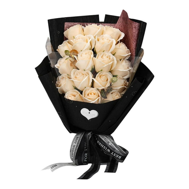 Artificial Roses Bouquet Gift Box, Preserved Fake Flowers with LED Light, Romantic Rose Gift for Her Valentine's Day Mother's Day Wedding Birthday Table Home Decoration