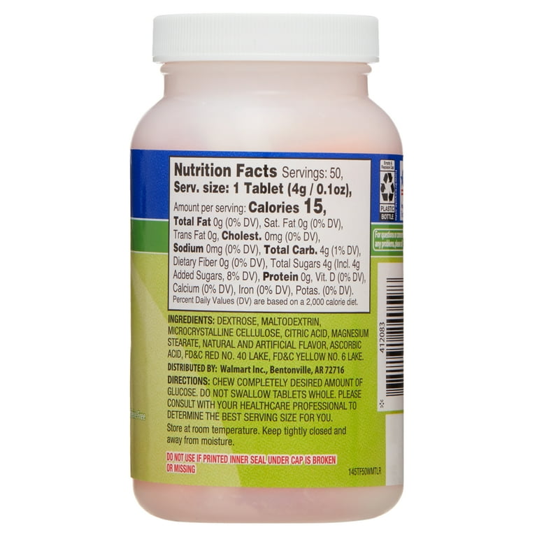 ReliOn Glucose Tablets, Tropical Fruit Flavor, 50 Count