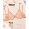 thumbnail image 5 of Deyllo Women's Unlined Push Up Lace Bras Plus Size Full Figue Underwire Non-Padded See Through Demi Bralette,Beige 36D, 5 of 7