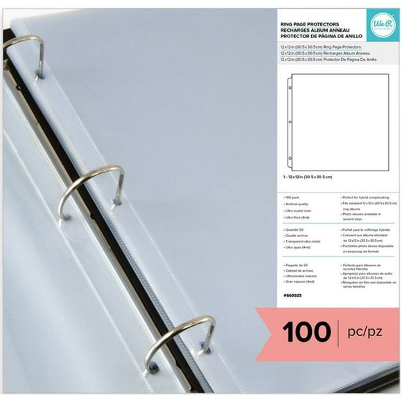 We R Memory Keepers WR660025 12 x 12 in. 3-Ring Page Protectors - Pack of 100