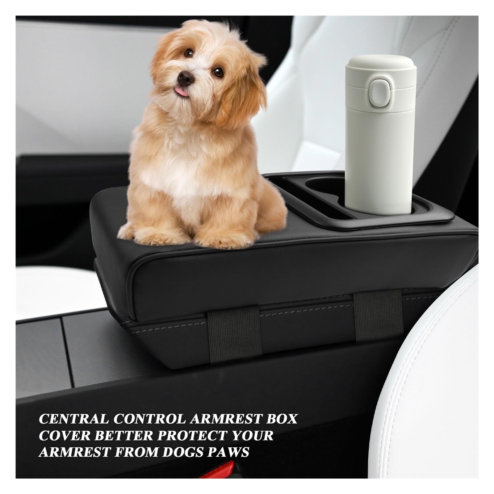 GUANGHUI Auto Center Console Armrest Pillow Arm Rest Cover Memory Foam Car Armrest Cushion with Cup Holder & Phone Holder Car Interior Accessories Armrest Booster Cushion Universal for Most Car