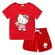 thumbnail image 2 of Hello Kitty-ropa para niños y niñas, Camiseta estampada bonita + Pantalones cortos, sudadera de cuello redondo de algodón puro, traje de camisa Base informal, 2 of 5