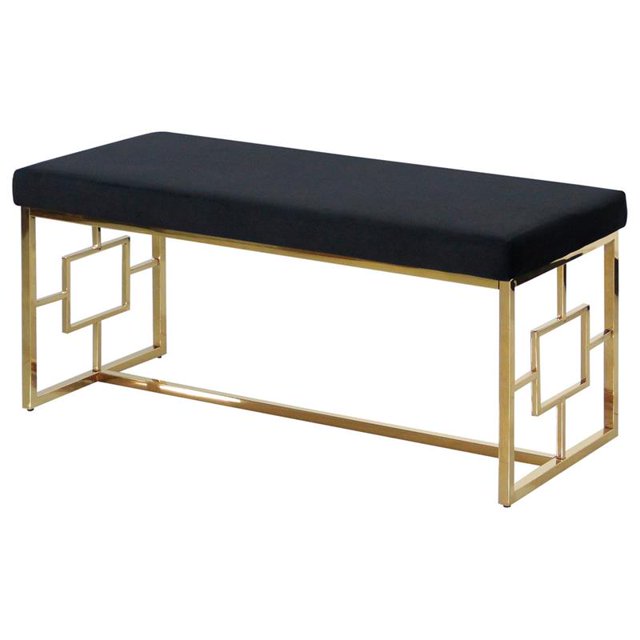 Best Master Banc en Velours et Acier Inoxydable Noir et Or
