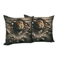 thumbnail image 3 of Ambesonne Lion Throw Pillow Cover Pack of 2, King Emerging from Brick Wall, 2 Pcs-20"x20", Pale Mustard and Dark Mustard, 3 of 5
