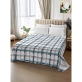 thumbnail image 2 of Blue Plaid Twim XL Size Flat Sheet, Wrinkleproof & Fadeproof Cooling Flat Bed Sheet Only, Watercolor Checkered Blue Ombre Breathable Soft Bedding Top Sheets 66 x 102 Inches, 2 of 8