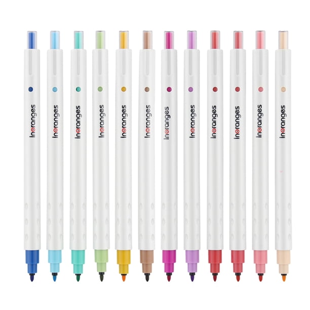 Bolígrafos de tinta de 12 colores Base de agua retráctil Tinta de secado rápido 0 6 mm