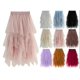 thumbnail image 1 of Falda larga de tul ajustada de cintura alta para mujer, vestido largo de malla con cintura elástica de 80cm, 1 of 2