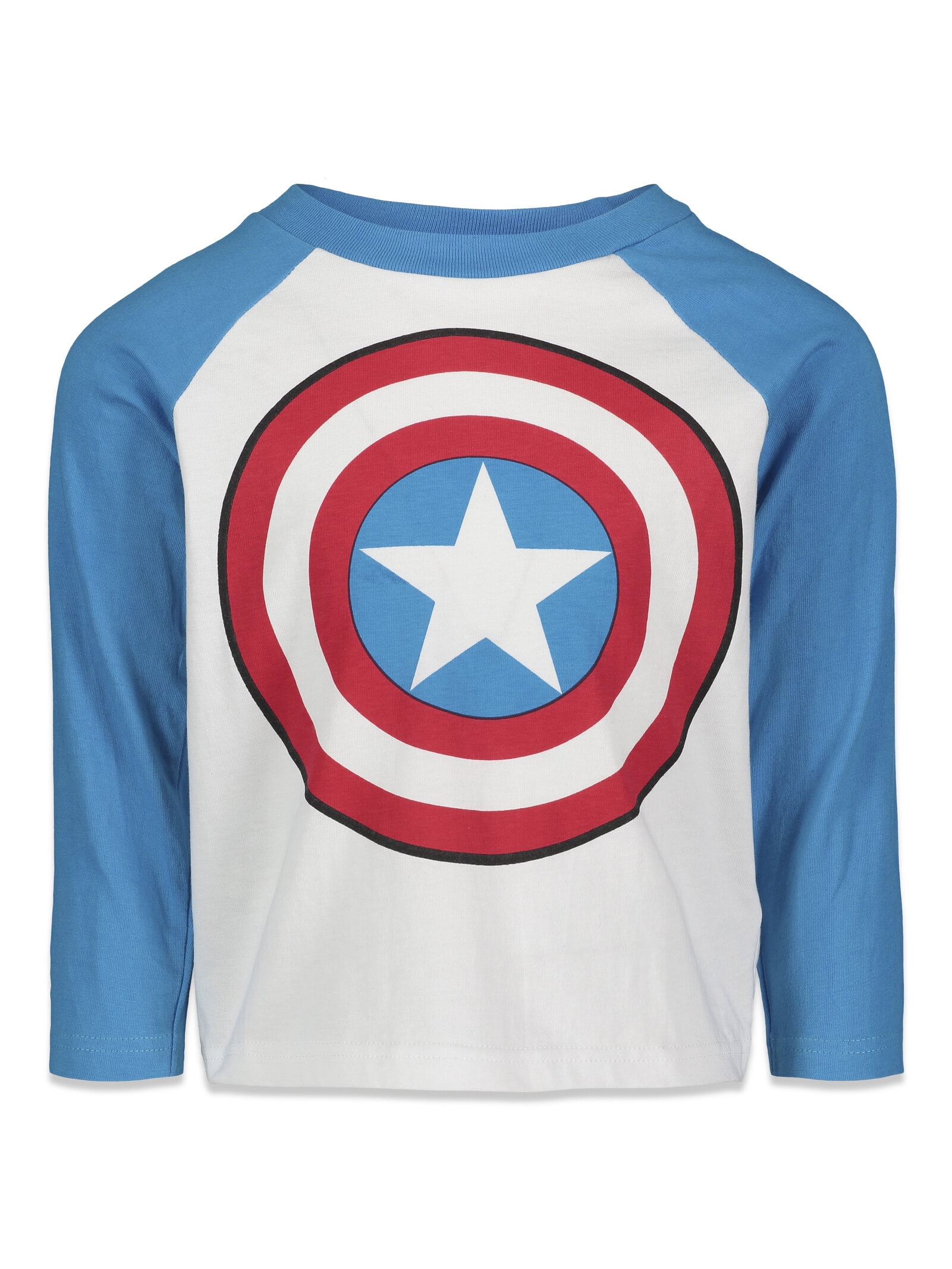Marvel Avengers Captain America Big Boys 2 Pack Long Sleeve T-Shirts Toddler to Big Kid