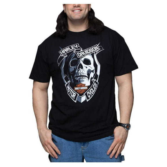 Harley-Davidson Men's Hooked Skull Short Sleeve Crew-Neck T-Shirt – Black (4XL), Harley Davidson