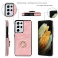 thumbnail image 6 of Feishell Fit for Samsung Galaxy S21 Ultra Case with 360° Rotatable Ring Holder,Shockproof Drop Resistant Premium Plain PU Leather Soft TPU Card Slots Kickstand Back Protective Phone Case,Pink, 6 of 8