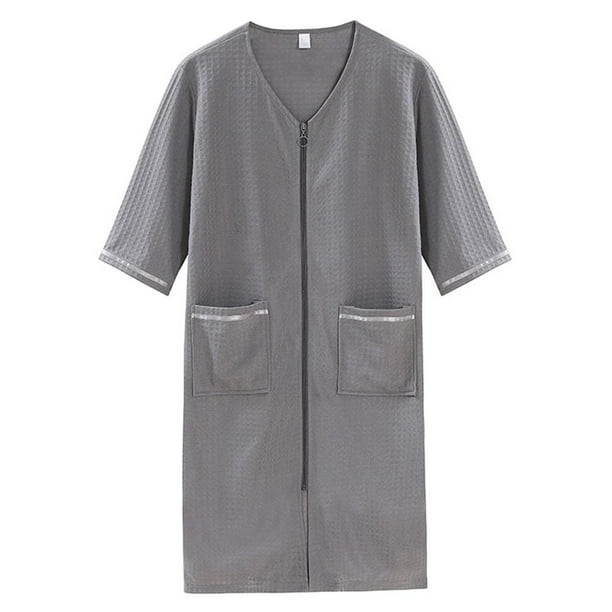 Zip front shop robe short sleeve