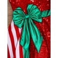thumbnail image 5 of Yartina Kids Girls Christmas Elf Costume Santa Claus Striped Sequin Ballet Leotard Dance Tutu Dress Red 8, 5 of 7