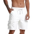 thumbnail image 2 of Men's Jacquard Textured Cargo Shorts 10" Inseam Summer Fashion Short Pants Elastic Waist Drawstring with Pockets 2026 Streetwear, 2 of 8
