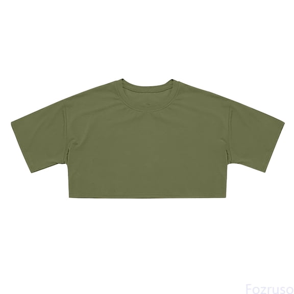 Fozruso Crop Tops For Girls Short Sleeve Shirt Girls Summer Tops Neck Slim Fit Tops Basic Tee Cute Tops,Sizes 10-11 years Green