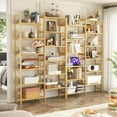 thumbnail image 6 of iSunirm Bookcase with Storage Home Decor Closet Organizers Toy Storage Double Wide 6-Tier Large Open Bookcase with 12 Display Shelves 6ft Tall Freestanding Book Shelf Natural, 6 of 6