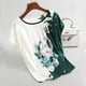 thumbnail image 1 of Camiseta de seda de hielo para mujer, estilo occidental, de mediana edad y anciana, de talla grande, con estampado holgado y base adelgazante, 1 of 5