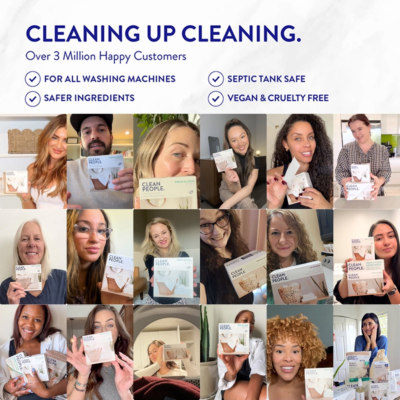 Clean People Laundry Detergent Sheets- Clean Ingredients, Ultra Gentle - Baby (Unscented), 96 Pack